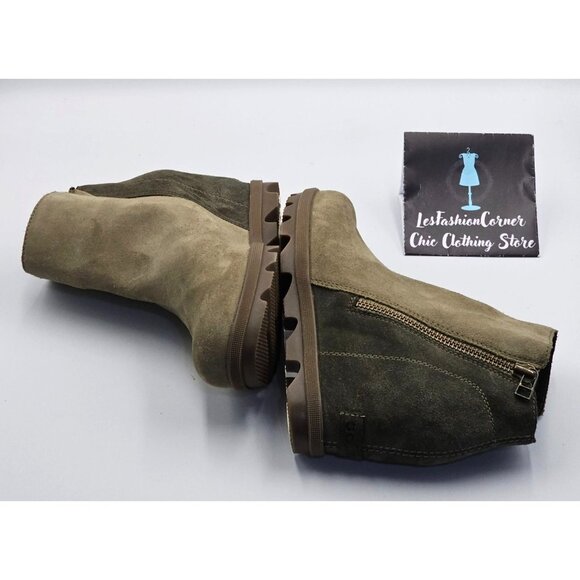 Sorel Women's Olive Green Suede Leather Joan of Arctic Chelsea Boots Size 8 2514 - Picture 13 of 16